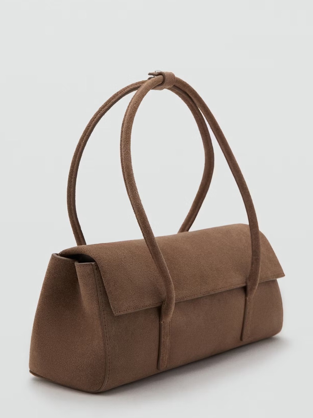 Mango 100% Suede Shoulder Bag Medium Brown Caramel NWOT - Picture 2 of 6